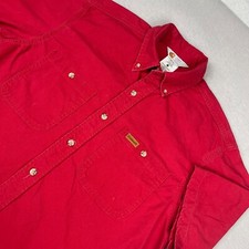 Vintage Carhartt Shirt Mens Medium Red Button Down Canvas Cotton Work USA Made