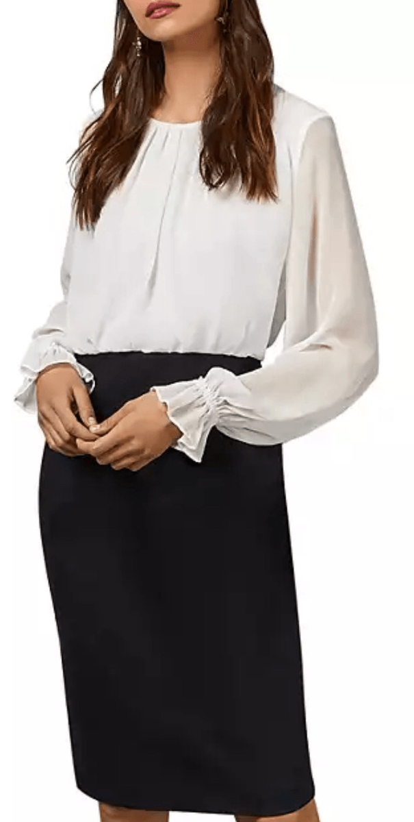 ted baker white and black dress Lizzata Working Title Pleated Combo in & NWT Size 2 Midi dress