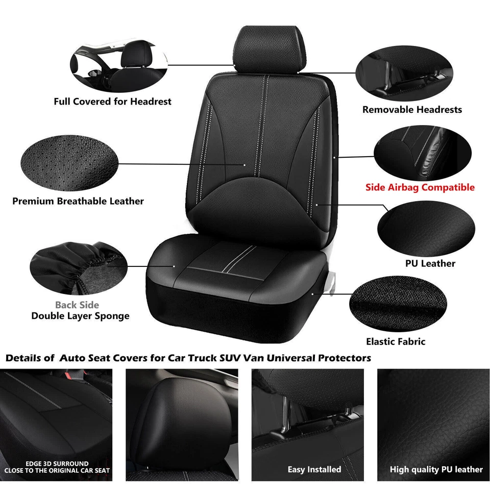 Leather Car Seat Cover Cushion For Toyota Avalon/Camry/Corolla/RAV4/Yaris/Tacoma - Image 2 of 4