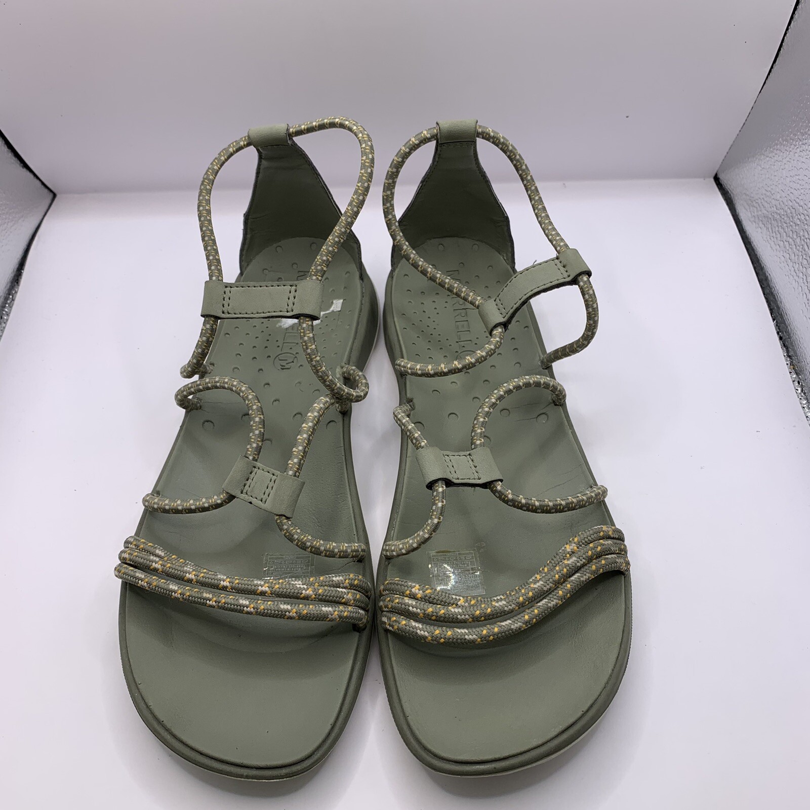 Sandali da donna Merrell comodi pietra solare taglia US8 verdi e gialli