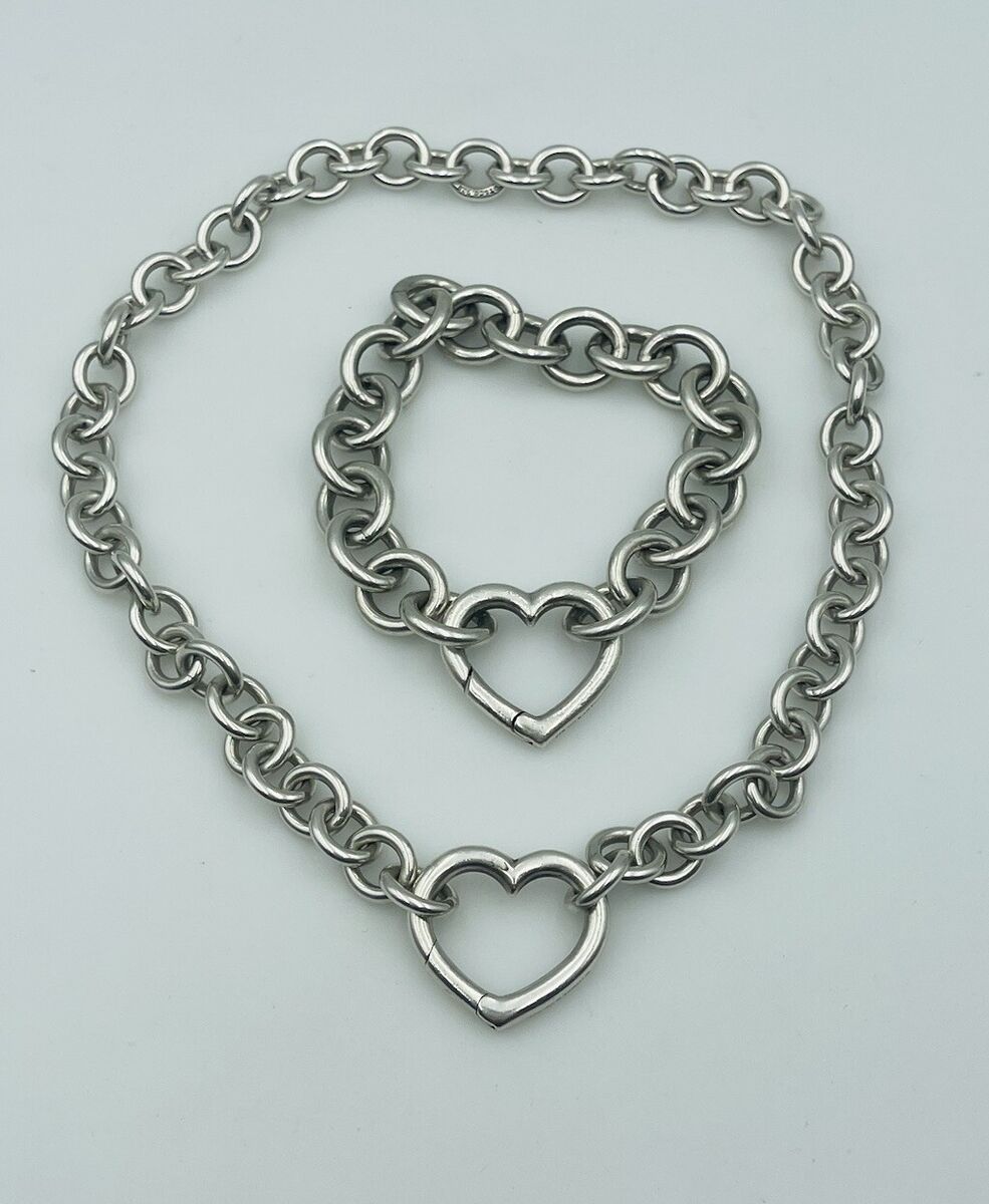 Tiffany & Co. Sterling Silver Open Heart Chain Necklace Tiffany & Co. Sterling Silver Open Heart Chain Necklace