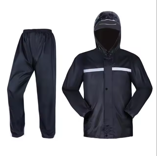 Men Black Hooded Rain Suits Jackets Pant Gear Raincoat Waterproof Outdoor Hiking - Picture 5 of 28