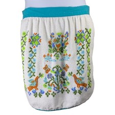 Vintage Handmade Apron Terry Cloth Tie Waist Floral Multicolor Half Apron