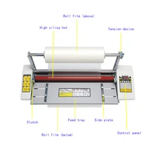 110V 17.3 inch A2 Hot Cold Roll Laminator Doubel Side Thermal Laminating Machine