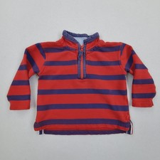 Mini Boden 1/4 Zip Red Pullover Stripe Sweatshirt Boy Girl Shirt 1.5-2 Y