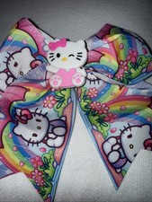 Hello Kitty Large Hair 7" Multi Colored Bow Clip Grosgrain Ribbon