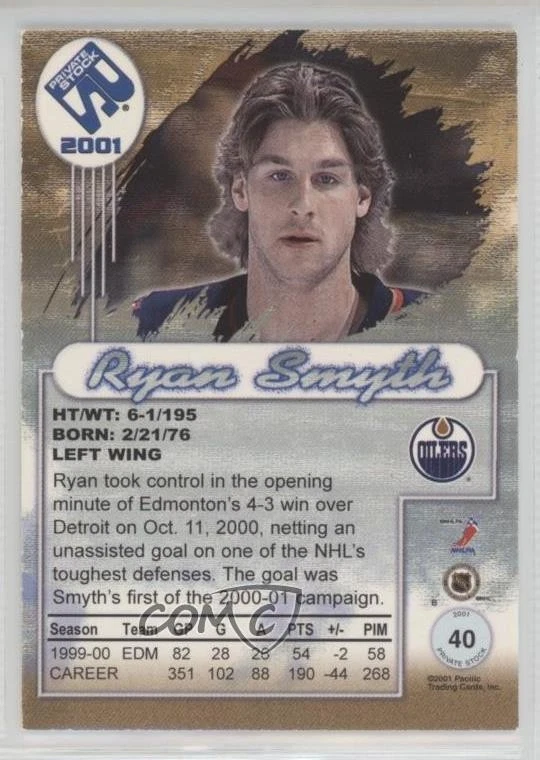 2000-01 Pacific Private Stock Ryan Smyth #40 - Image 2 of 2