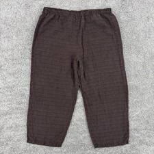 Eileen Fisher Linen Pants Women  s M Brown Pull On Cropped Textured Lagenlook