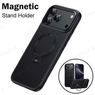 MARKENLOS Magnetische Carbon Fiber Halter Hülle für iPhone 17 Pro Max Air 16 15 14 13 12