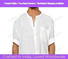 MenBoys White Color Indian Top Shirt Solid Kurta Mens Wear Cotton Kurta