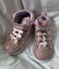 Skechers Toddler Girls Twinkle Toes Sneakers Size 7 Lights up Pre Owned