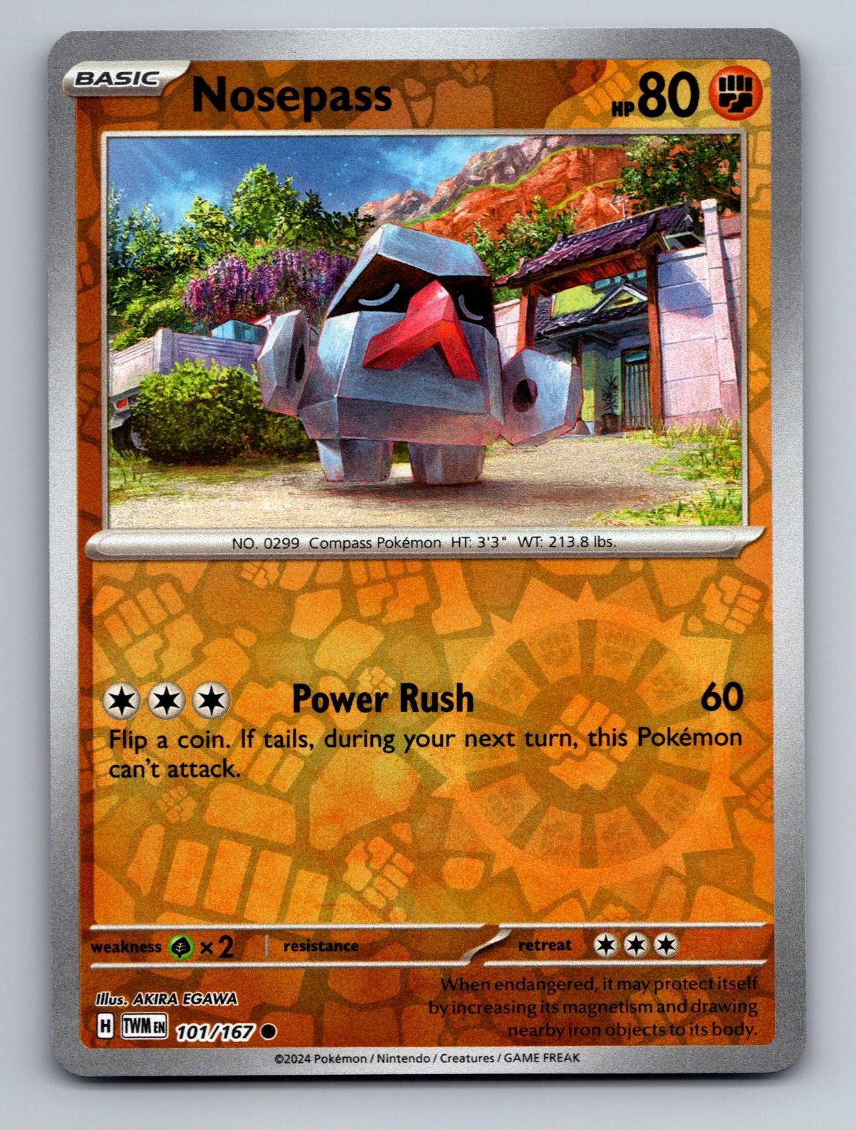 Nosepass 101/167 Common Twilight Masquerade Pokemon Near Mint Reverse Holo