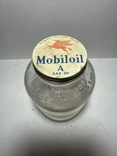 Vintage  1 QT Mobiloil Artic S.A.E 20-20w  Oil Jar Mobil Pegasus ￼