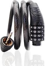 32" Bike Cable Lock – Coiled Security 4-Digit Resettable Combination Lock