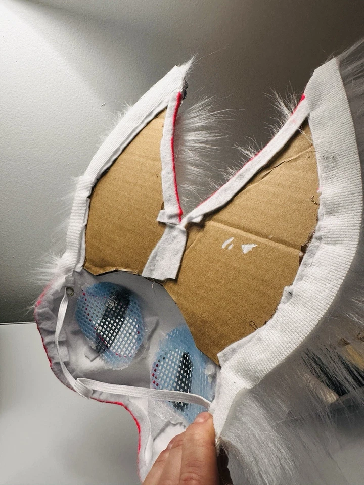 Therian Mask Alien Cat Design White and Pink (Very Bright) Cosplay Mask - Image 3 of 4