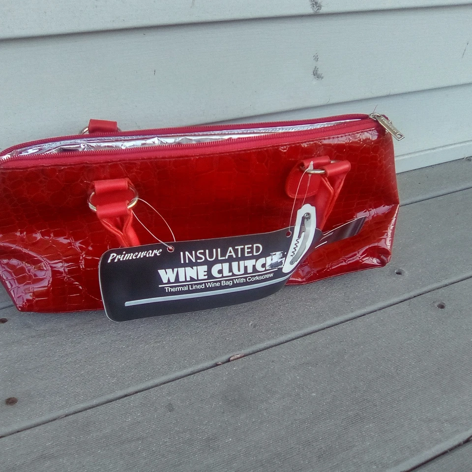 Primeware Insulated Wine Clutch Thermal Lined Bag Red Design W/Corkscrew NWT  - Image 3 of 4