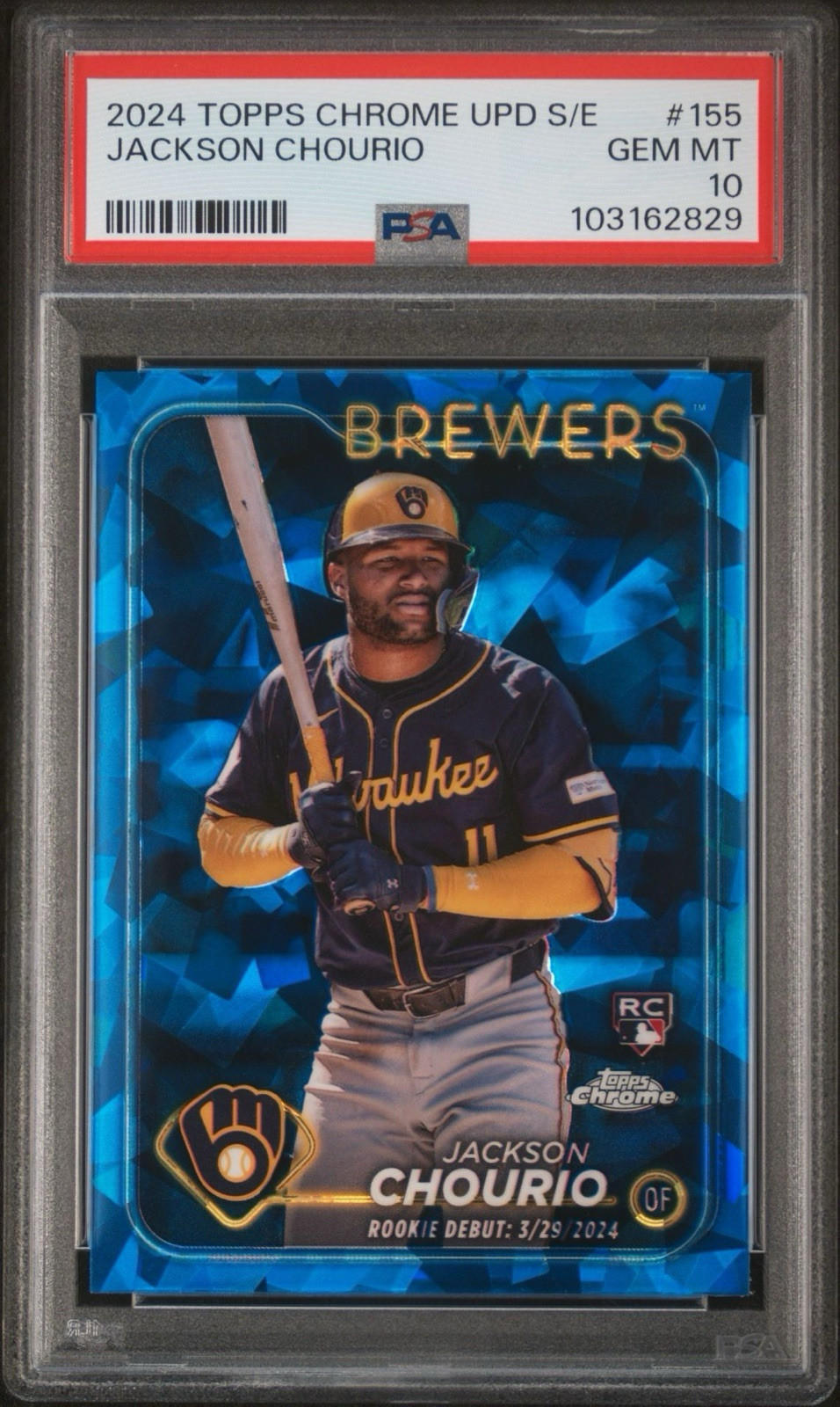 2024 JACKSON CHOURIO Topps Chrome Update Sapphire ROOKIE DEBUT RC PSA 10 💎
