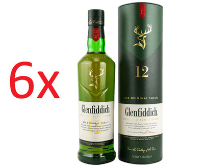 6x Glenfiddich Single Malt 12 Jahre 700ml 40% Scotch Whisky (6er Karton) OVP