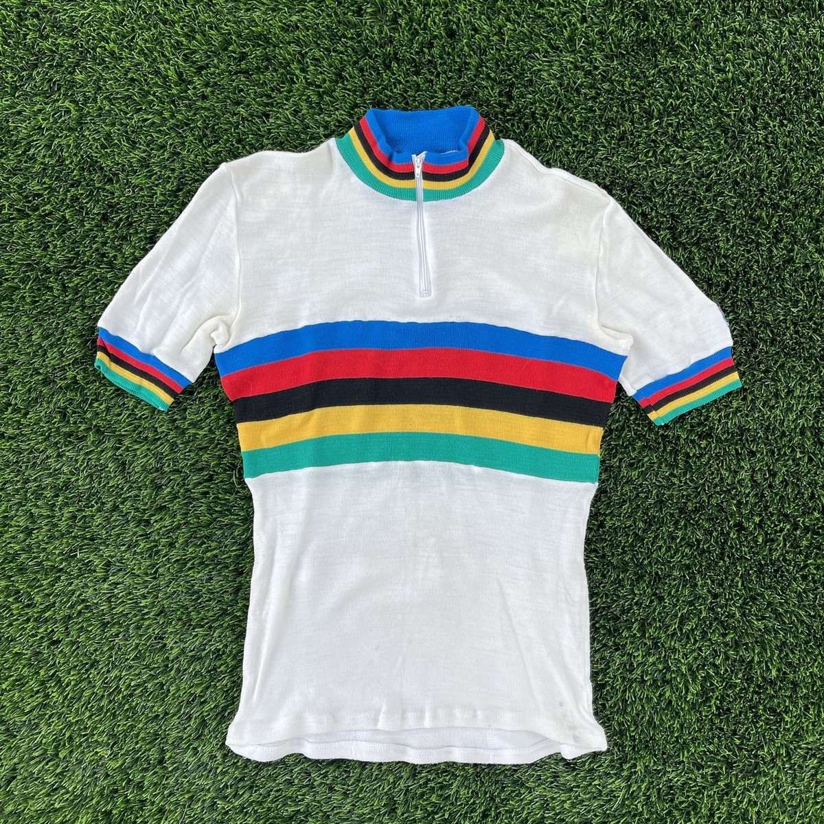 Vintage Bellwether World Champion Rainbow Stripes Cycling Jersey