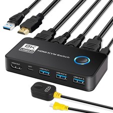 KVM Switch 1 Monitor 2 Computers - 8K@60Hz HD...