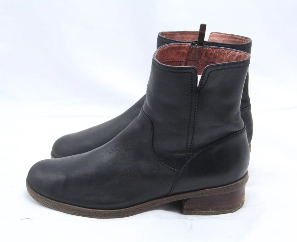 Botas Dansko Mujer Talla 10 EU40 Bethanie Zapatos Cuero Negro Sin Cordones Botín al Tobillo Foto 3 de 4