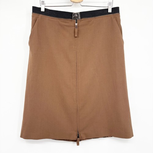 Jean Paul Gaultier, Jean Paul Gaultier Womens 90s Brown Wool Blend Utility Chic Avant Garde Skirt