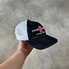 Construction Trucker Hat Mens USA 6 Panel Vintage Mesh Snapback Cap Black White
