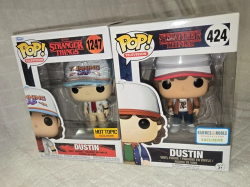 Funko Pop Stranger Things DUSTIN 424 & 1247 Barnes Noble Hot Topic 2 Vinyl Lot