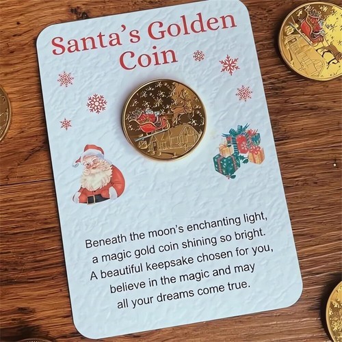 Santa Gold Coin for Christmas Eve Boxes with Message Card Collectible Coin - Picture 5 of 13