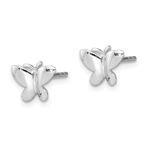 .925 Sterling Silver Rhodium-Plated Child's Polished Butterfly Post Earrings - Afbeelding 2 van 2