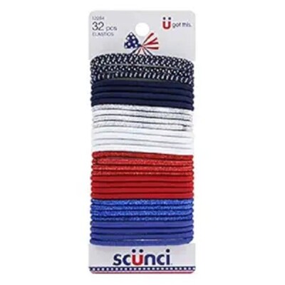 Scunci U Got This American Red, White and Blue Hair Elastics, 32-Count 12284