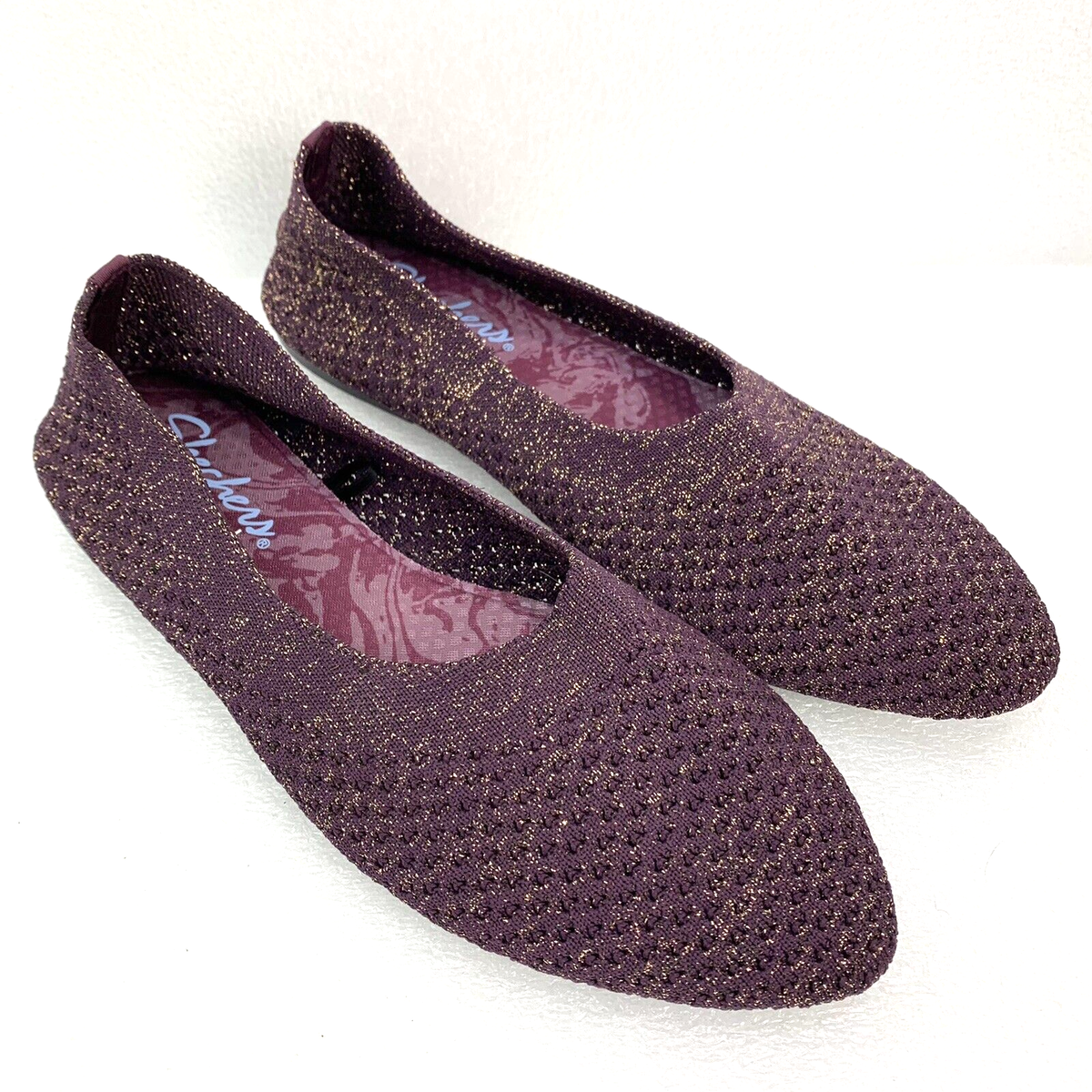 SKECHERS Washable Knit Pointed Flat Shoes Women's