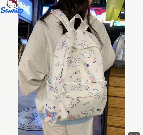 Sanrio Cinnamoroll Patterned BackPack Bag White Back To School Kawaii W Charm - 第 4/5 張圖片