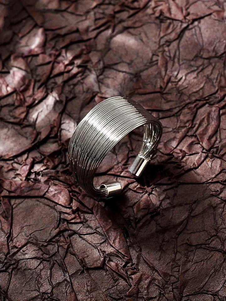 Anello Uomo Irregolare Punk Gotico Regolabile Anello minimal fascie intrecciato - Immagine 3 di 3