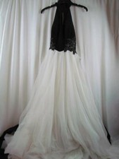 NWT Blondie Nites Black W/ Sequin White Tulle Evening Prom Gown Jr Sz 3 Org 239