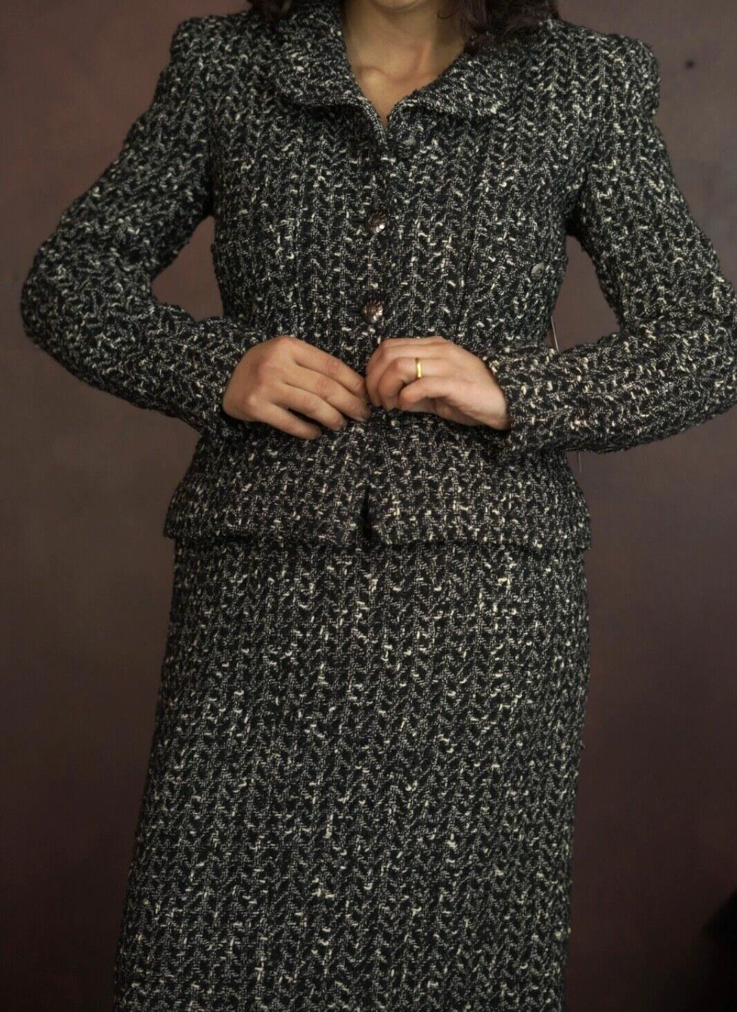 Tuta Chanel vintage FR 38 giacca e gonna in tweed