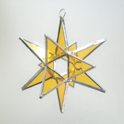 3D Star Leadlight stained glass yellow decoration handmade in Australia ...