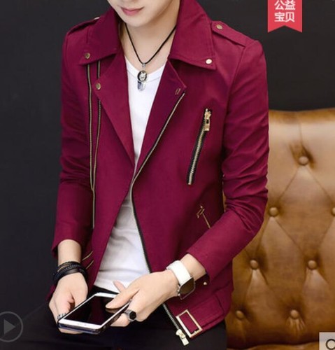 Korean Fashion Mans Slim Zipper Lapel Slim Fit Casual Jacket Coat Outwear Tops - Picture 7 of 14