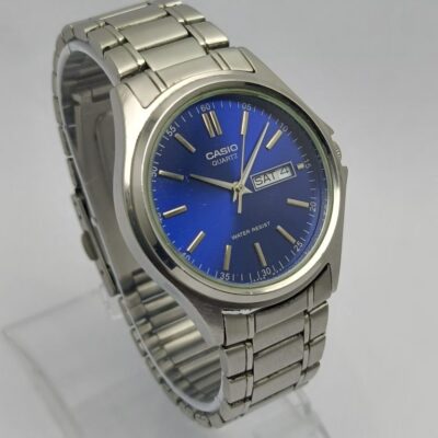 Casio Quartz MTP-1239DJ Blue Dial 1333 Day/Date Vintage Men's