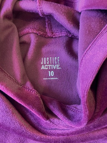 Justice Active Girls' Plush DANCE Hooded Sweatshirt, Burgundy w/ Gold, Size 10 - Picture 3 of 5
