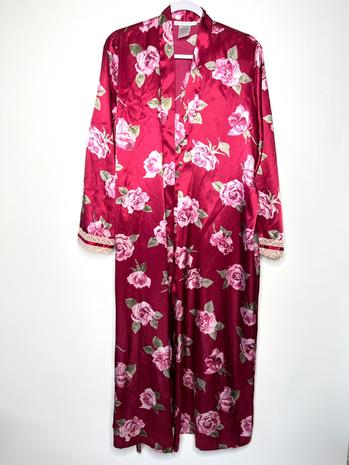 California Dynasty Robe Medium Floral Belted Satin Mi… Gem