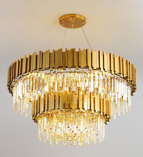 Luxury Golden Chandelier LED Crystal Pendant Lamp Dining Room Ceiling Light Loft - Picture 13 of 30