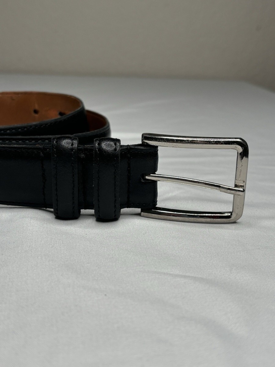 Nordstrom Black Leather Belt with Silver Bar Buckle & Velcro Close,36 3/4” Waist Marc Nolan Leather Belt - Black Crocskin main image 3
