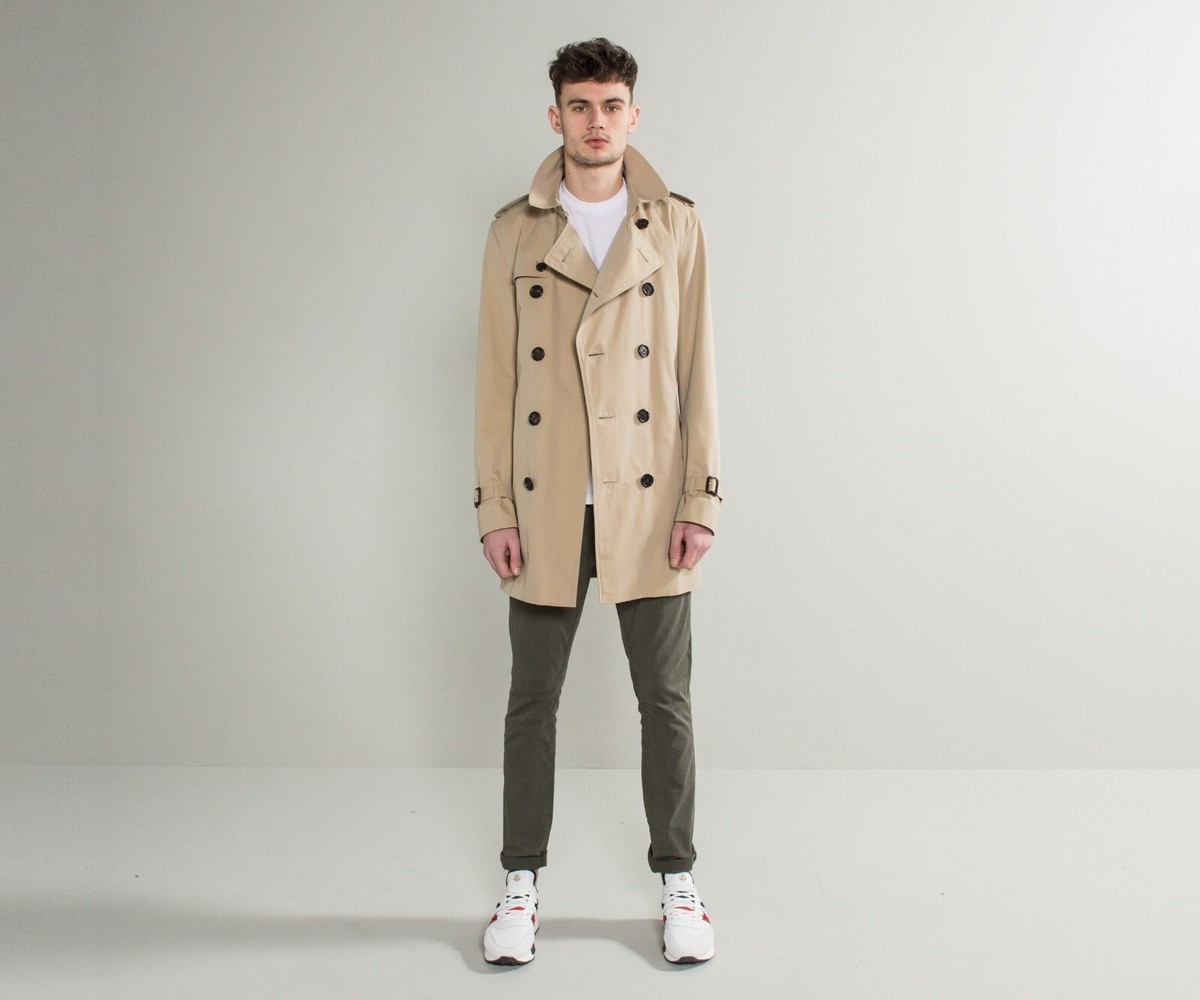 Men Burberry The Wiltshire Trench Coat Double Breasted Honey Size