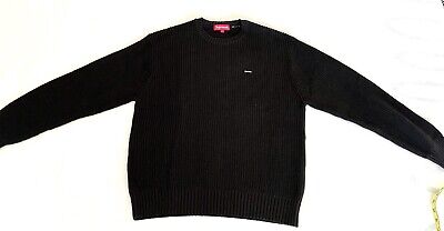 BRAND NEW SUPREME Small Box Logo Black Textured Knit Sweater