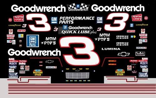 #3 Dale Earnhardt Sr. Goodwrench Lumina 1994 1/24th Scale Waterslide Decals