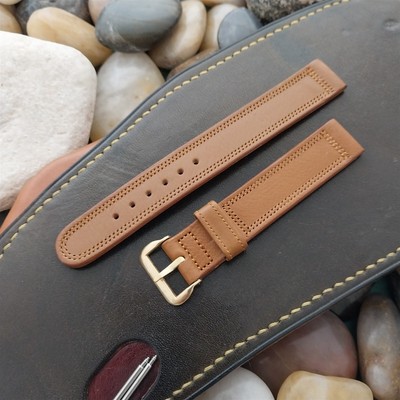 1950s 5/8'' Binson Double-Stitch Veg-Tanned Classic Leather Vintage Watch Band