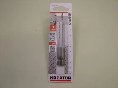 KREATOR Pack of 2 Hex shank HSS-G drill bits for metal/plastic/wood 3.0mm impact driver