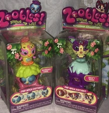 Spinmaster ZOOBLES Spring To Life Toys 2010 DOXY #002 & BERDINE #005 Petagonia