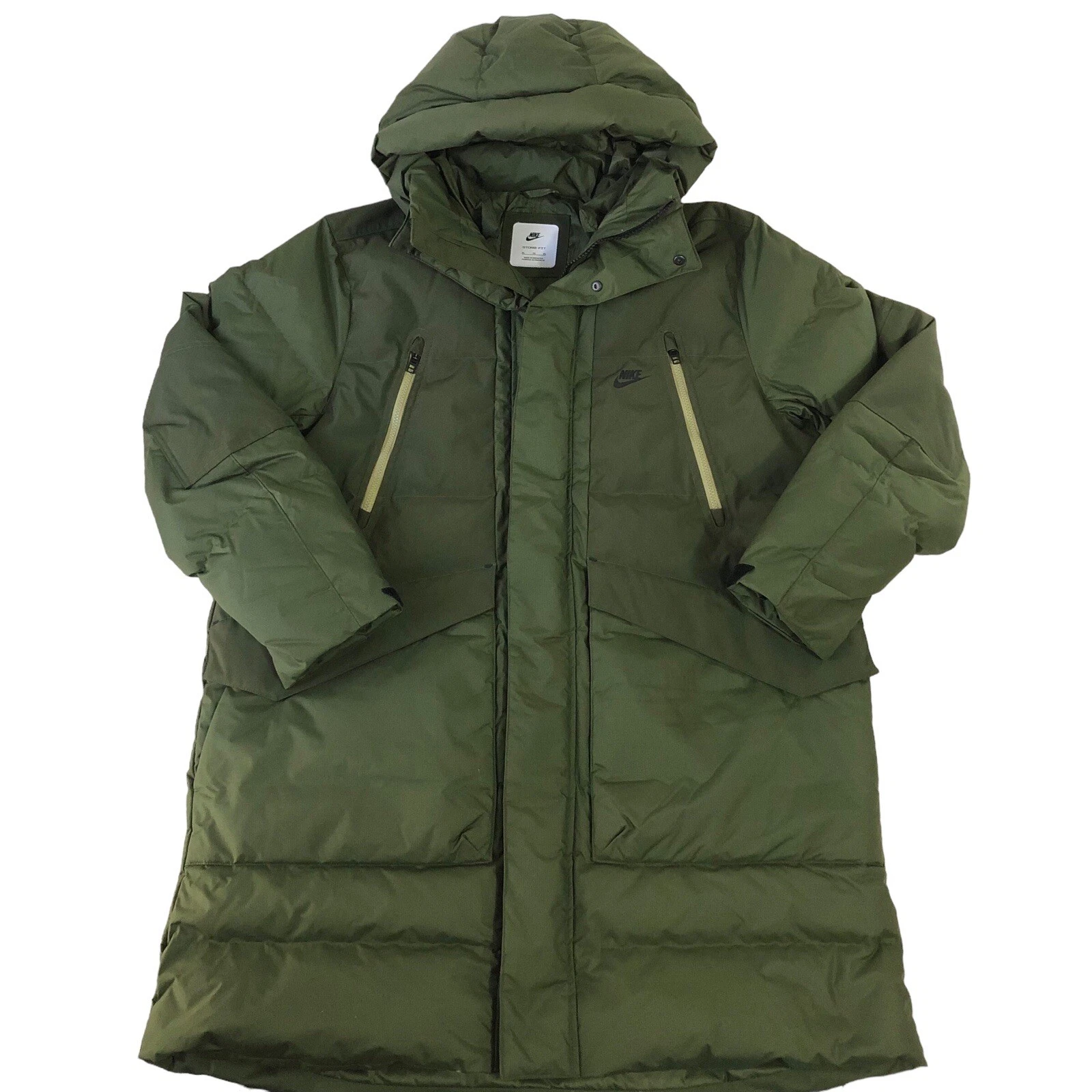 Nike Storm-Fit Mens Size XL Down-Fill Hooded Olive Green Parka Coat DD6838-326